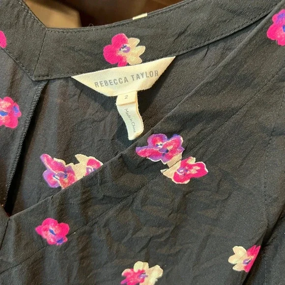 Rebecca Taylor Floriana Fleur stretch silk tank size 2 - Picture 3 of 8